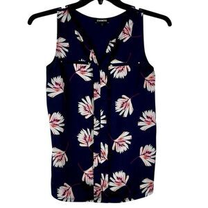Express Floral V-neck Sleeveless Blouse Small